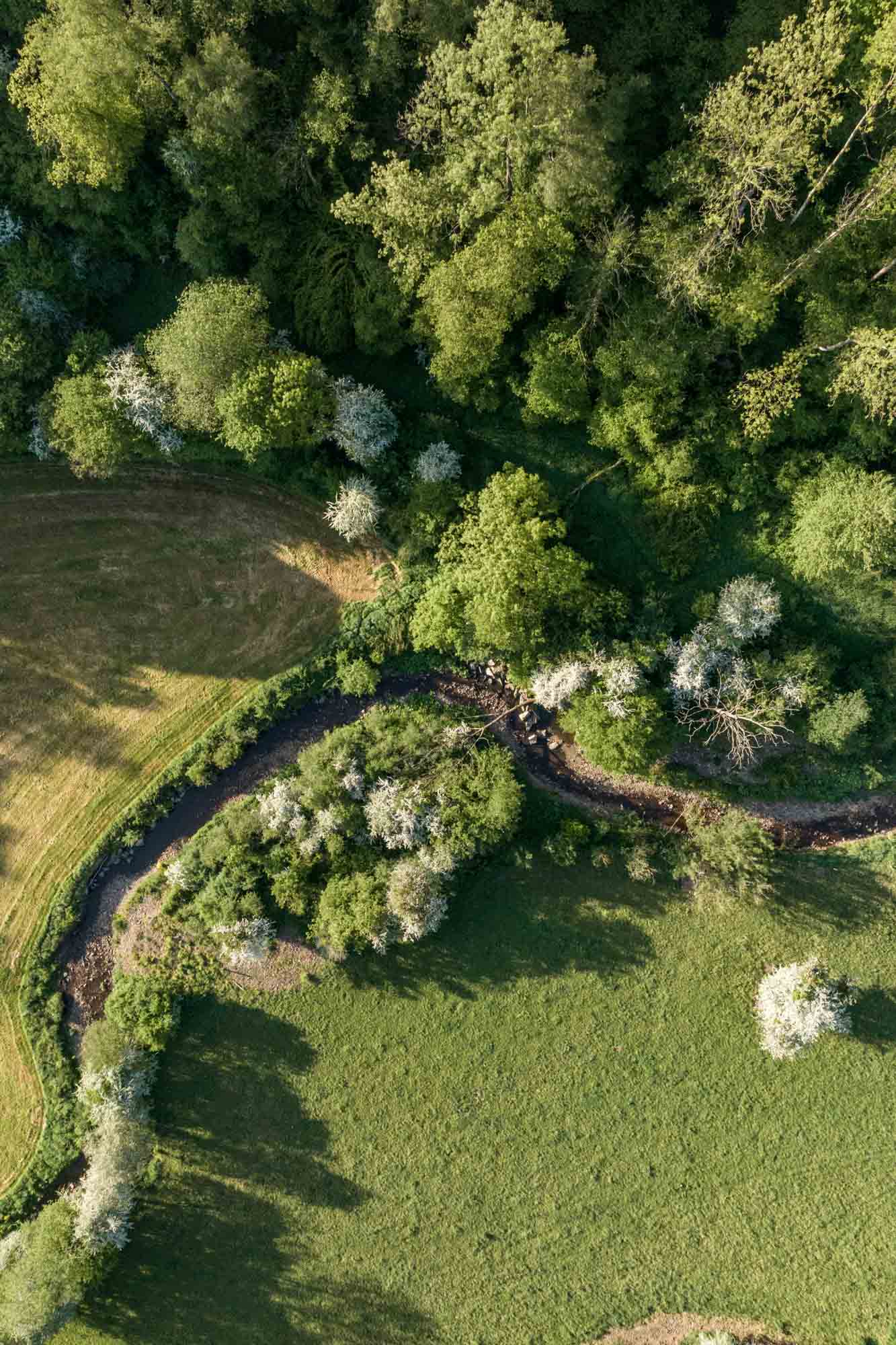 Vue aérienne de la campagne autour de My, à Ferrières