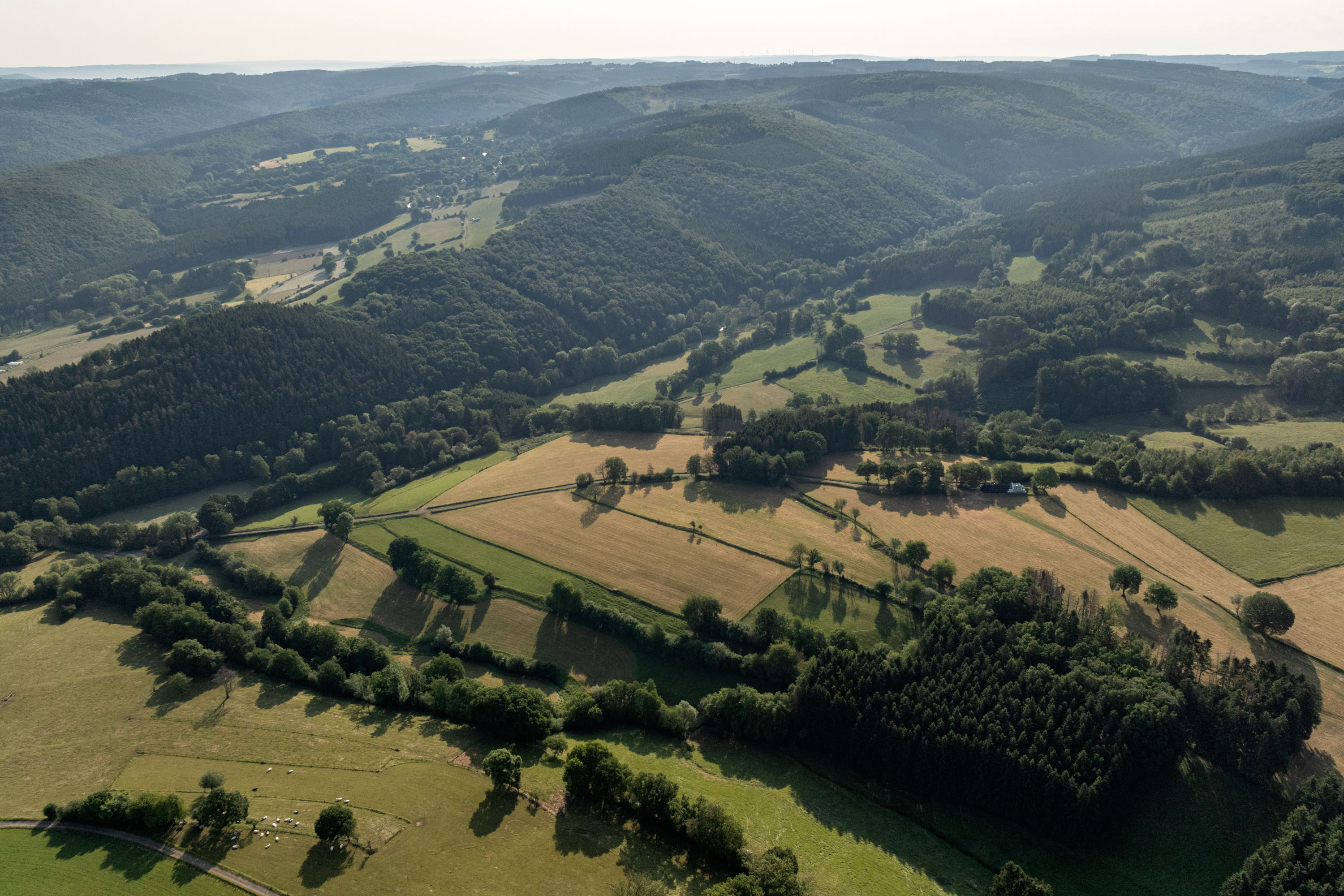 Vue aérienne de la campagne autour de Mormont